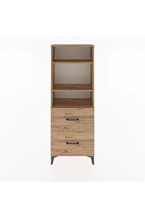 Arges Dolap 3 Raflı 2 Çekmeceli 60x30x163 Çam-Çam