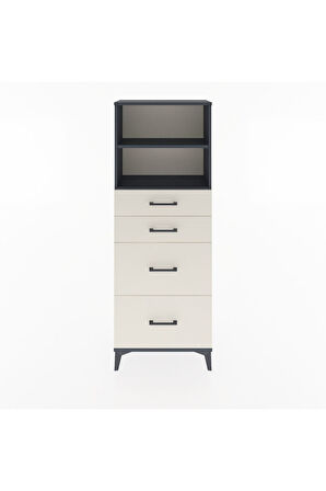 Arges Dolap 2 Raflı 4 Çekmeceli 60x30x163 Antrasit-Aytaşı