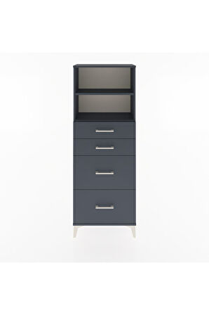 Arges Dolap 2 Raflı 4 Çekmeceli 60x30x163 Antrasit-Antrasit