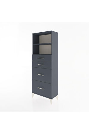 Arges Dolap 2 Raflı 4 Çekmeceli 60x30x163 Antrasit-Antrasit