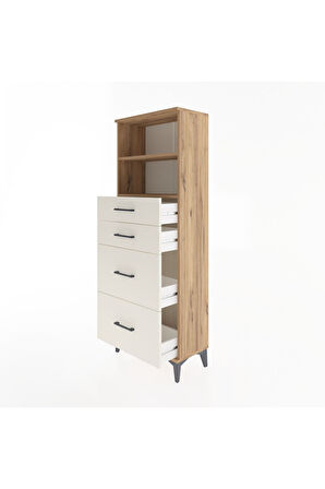 Arges Dolap 2 Raflı 4 Çekmeceli 60x30x163 Çam-Aytaşı