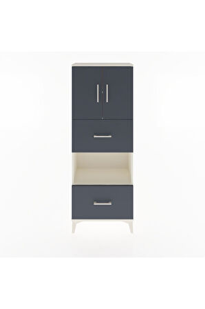 Arges Dolap 3 Raflı 2 Çekmeceli 2 Kapaklı 60x30x163 Aytaşı-Antrasit