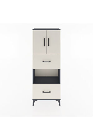 Arges Dolap 3 Raflı 2 Çekmeceli 2 Kapaklı 60x30x163 Antrasit-Aytaşı
