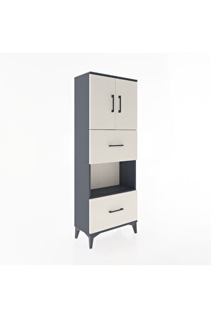 Arges Dolap 3 Raflı 2 Çekmeceli 2 Kapaklı 60x30x163 Antrasit-Aytaşı