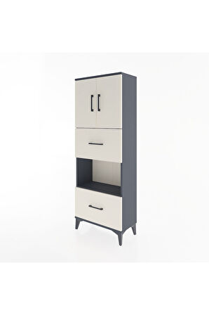 Arges Dolap 3 Raflı 2 Çekmeceli 2 Kapaklı 60x30x163 Antrasit-Aytaşı