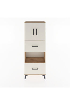 Arges Dolap 3 Raflı 2 Çekmeceli 2 Kapaklı 60x30x163 Çam-Aytaşı