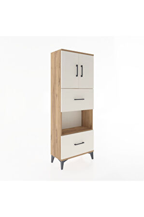 Arges Dolap 3 Raflı 2 Çekmeceli 2 Kapaklı 60x30x163 Çam-Aytaşı