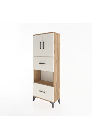 Arges Dolap 3 Raflı 2 Çekmeceli 2 Kapaklı 60x30x163 Çam-Aytaşı