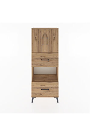 Arges Dolap 3 Raflı 2 Çekmeceli 2 Kapaklı 60x30x163 Çam-Çam