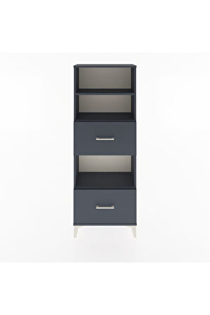 Arges Dolap 3 Raflı 2 Çekmeceli 60x30x163 Antrasit-Antrasit