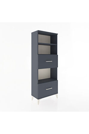 Arges Dolap 3 Raflı 2 Çekmeceli 60x30x163 Antrasit-Antrasit