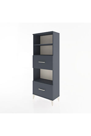 Arges Dolap 3 Raflı 2 Çekmeceli 60x30x163 Antrasit-Antrasit