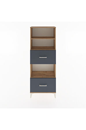 Arges Dolap 3 Raflı 2 Çekmeceli 60x30x163 Çam-Antrasit