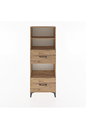 Arges Dolap 3 Raflı 2 Çekmeceli 60x30x163 Çam-Çam