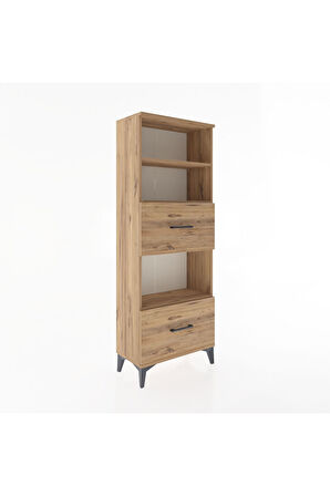 Arges Dolap 3 Raflı 2 Çekmeceli 60x30x163 Çam-Çam