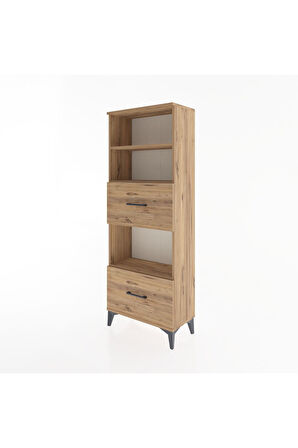 Arges Dolap 3 Raflı 2 Çekmeceli 60x30x163 Çam-Çam