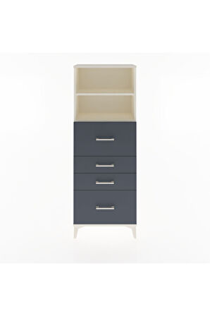 Arges Dolap 2 Raflı 4 Çekmeceli 60x30x163 Aytaşı-Antrasit