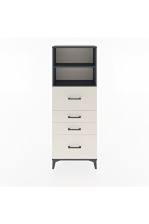 Arges Dolap 2 Raflı 4 Çekmeceli 60x30x163 Antrasit-Aytaşı