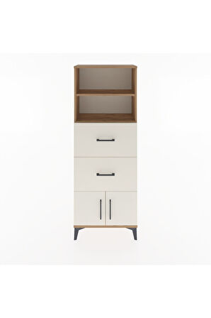 Arges Dolap 2 Raflı 2 Çekmeceli 2 Kapaklı 60x30x163 Çam-Aytaşı