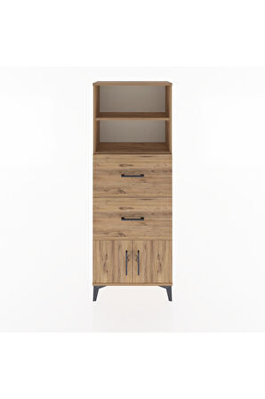 Arges Dolap 2 Raflı 2 Çekmeceli 2 Kapaklı 60x30x163 Çam-Çam
