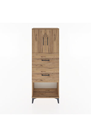 Arges Dolap 2 Raflı 2 Çekmeceli 2 Kapaklı 60x30x163 Çam-Çam