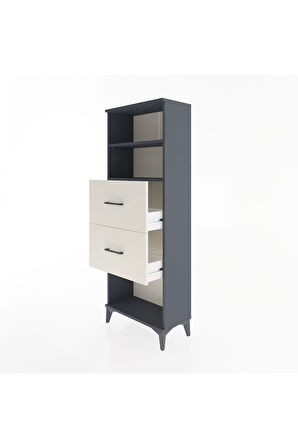 Arges Dolap 2 Raflı 2 Çekmeceli 60x30x163 Antrasit-Aytaşı