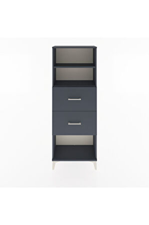 Arges Dolap 2 Raflı 2 Çekmeceli 60x30x163 Antrasit-Antrasit