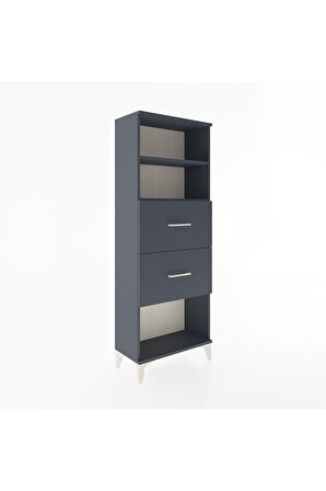 Arges Dolap 2 Raflı 2 Çekmeceli 60x30x163 Antrasit-Antrasit