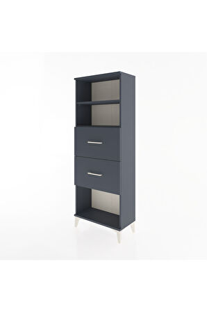 Arges Dolap 2 Raflı 2 Çekmeceli 60x30x163 Antrasit-Antrasit