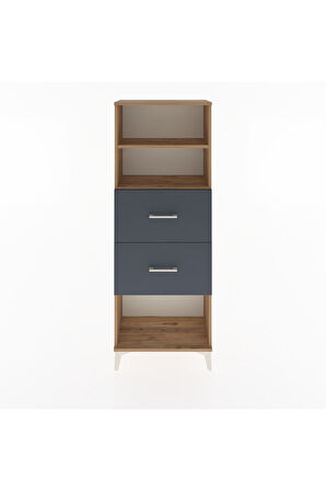 Arges Dolap 2 Raflı 2 Çekmeceli 60x30x163 Çam-Antrasit