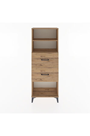 Arges Dolap 2 Raflı 2 Çekmeceli 60x30x163 Çam-Çam