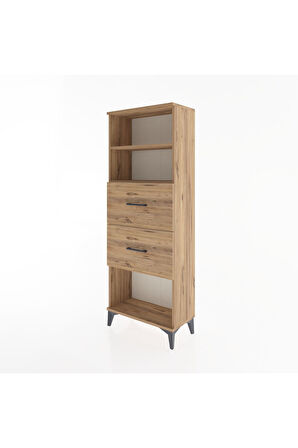 Arges Dolap 2 Raflı 2 Çekmeceli 60x30x163 Çam-Çam