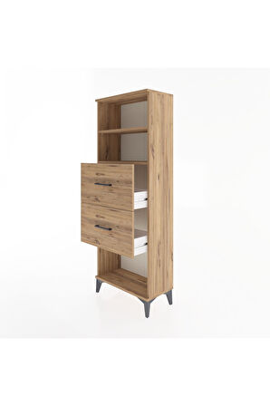 Arges Dolap 2 Raflı 2 Çekmeceli 60x30x163 Çam-Çam