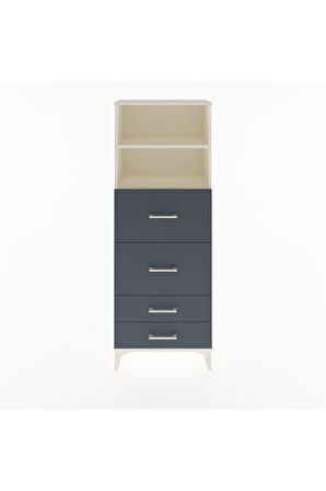 Arges Dolap 2 Raflı 4 Çekmeceli 60x30x163 Aytaşı-Antrasit
