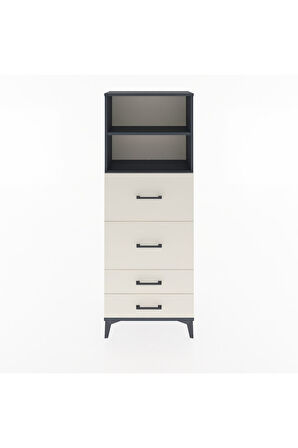 Arges Dolap 2 Raflı 4 Çekmeceli 60x30x163 Antrasit-Aytaşı