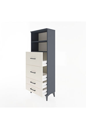 Arges Dolap 2 Raflı 4 Çekmeceli 60x30x163 Antrasit-Aytaşı