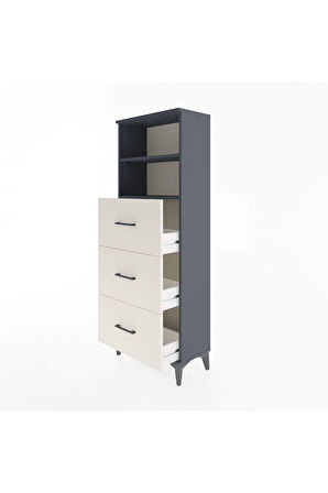 Arges Dolap 2 Raflı 3 Çekmeceli 60x30x163 Antrasit-Aytaşı