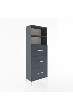 Arges Dolap 2 Raflı 3 Çekmeceli 60x30x163 Antrasit-Antrasit