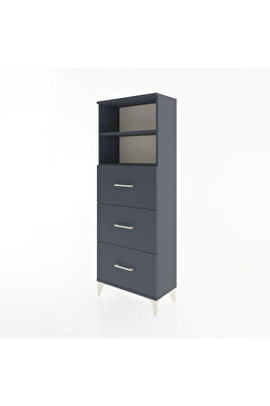 Arges Dolap 2 Raflı 3 Çekmeceli 60x30x163 Antrasit-Antrasit
