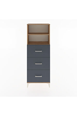 Arges Dolap 2 Raflı 3 Çekmeceli 60x30x163 Çam-Antrasit