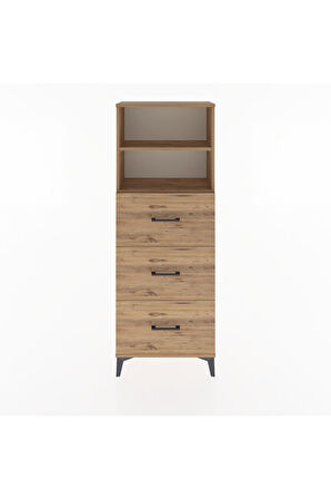 Arges Dolap 2 Raflı 3 Çekmeceli 60x30x163 Çam-Çam