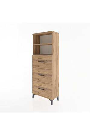 Arges Dolap 2 Raflı 3 Çekmeceli 60x30x163 Çam-Çam