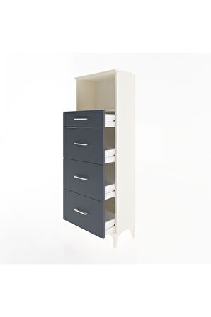 Arges Dolap Tek Raflı 4 Çekmeceli 60x30x163 Aytaşı-Antrasit