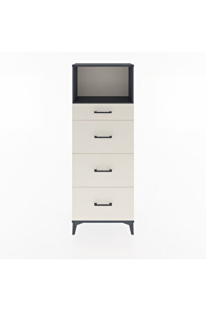 Arges Dolap Tek Raflı 4 Çekmeceli 60x30x163 Antrasit-Aytaşı