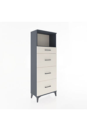 Arges Dolap Tek Raflı 4 Çekmeceli 60x30x163 Antrasit-Aytaşı