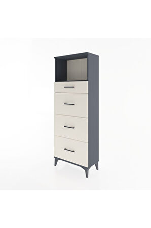 Arges Dolap Tek Raflı 4 Çekmeceli 60x30x163 Antrasit-Aytaşı