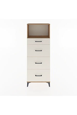 Arges Dolap Tek Raflı 4 Çekmeceli 60x30x163 Çam-Aytaşı