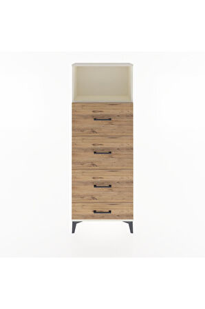 Arges Dolap Tek Raflı 4 Çekmeceli 60x30x163 Aytaşı-Çam