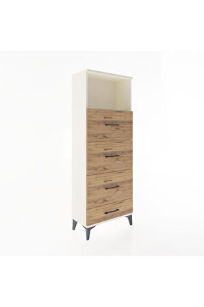 Arges Dolap Tek Raflı 4 Çekmeceli 60x30x163 Aytaşı-Çam