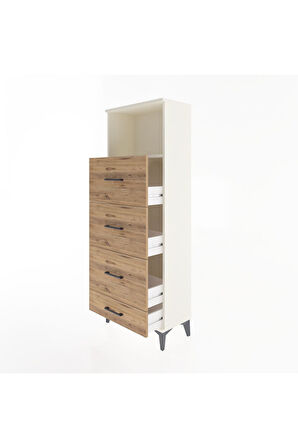 Arges Dolap Tek Raflı 4 Çekmeceli 60x30x163 Aytaşı-Çam